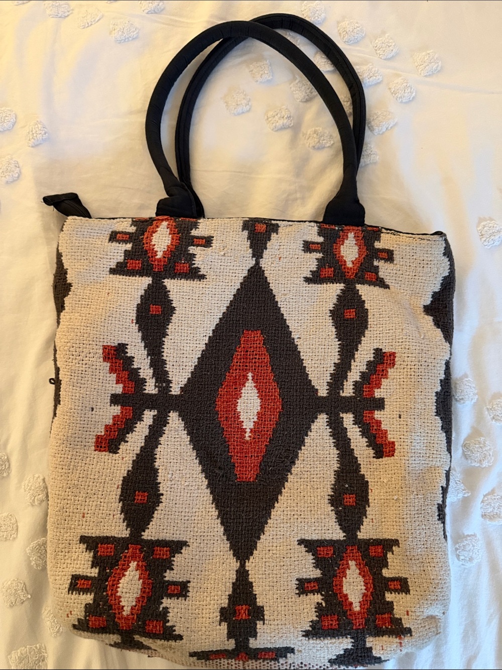 Billabong Woven Aztec Tote in Cream, Black & Rust